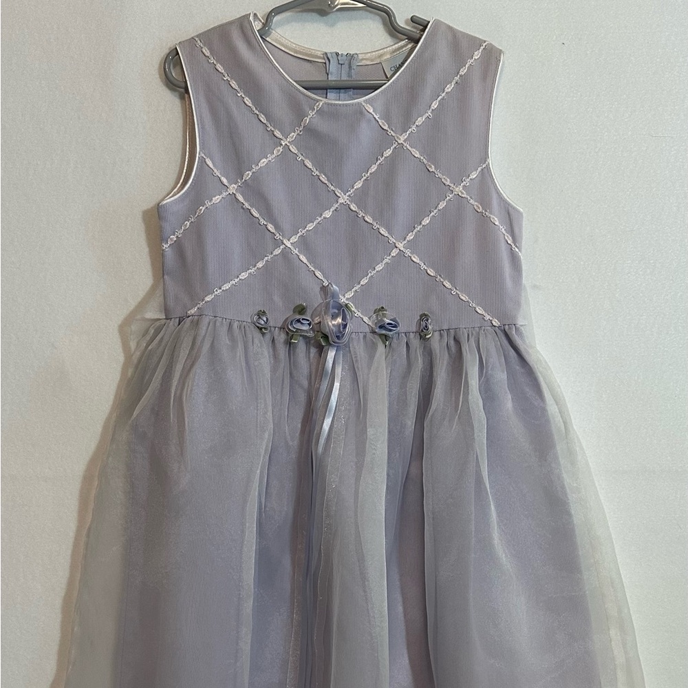 Vintage Chantilly Place Lavender Kids Dress with Floral Accents Size 8